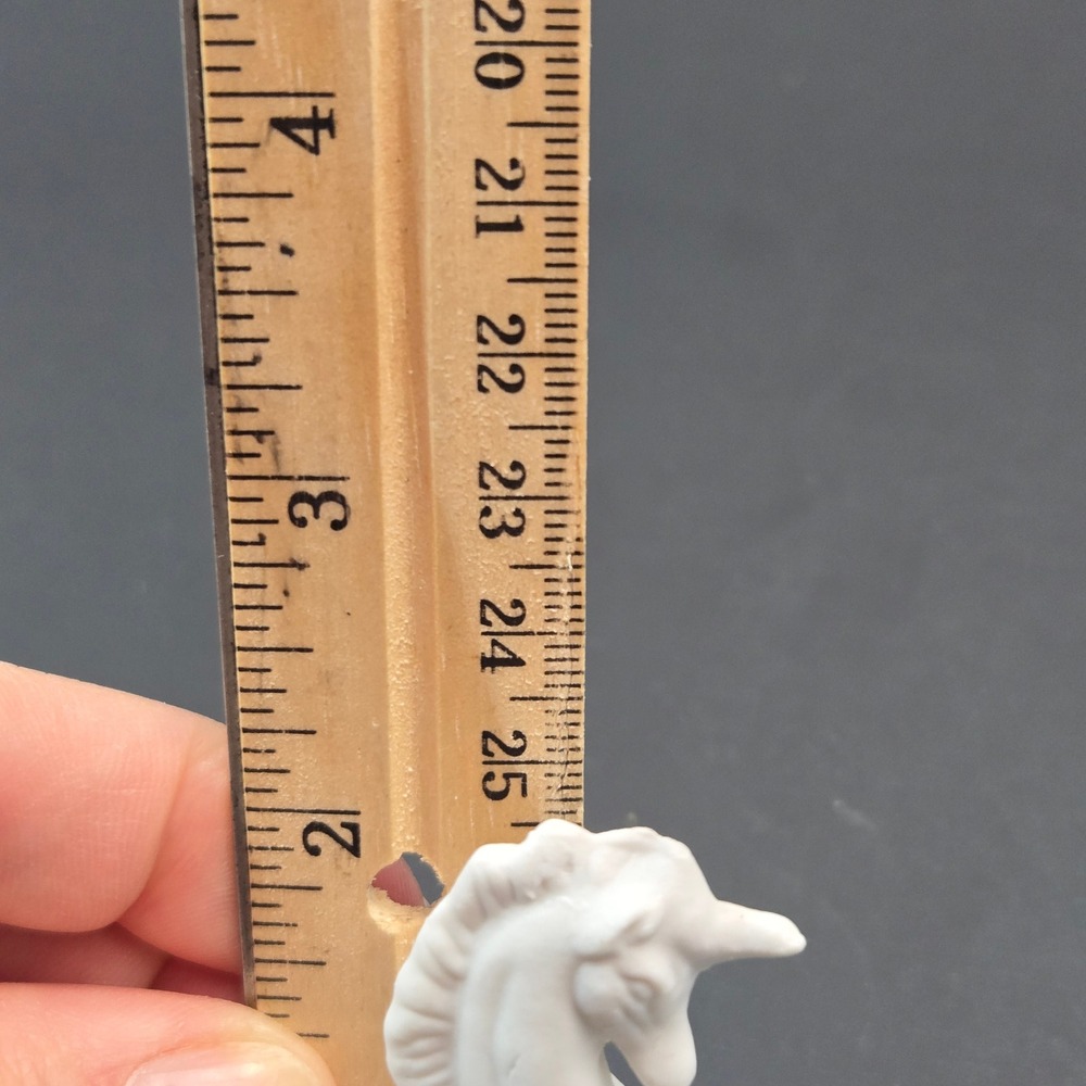 Vintage White Bisque Porcelain Unicorn Figurine Miniature Rearing Mythical Decor - Picture 4 of 4